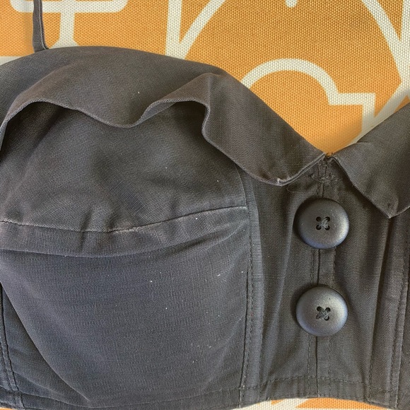 Rare black vintage 1950s bra top pin up L - Picture 2 of 6